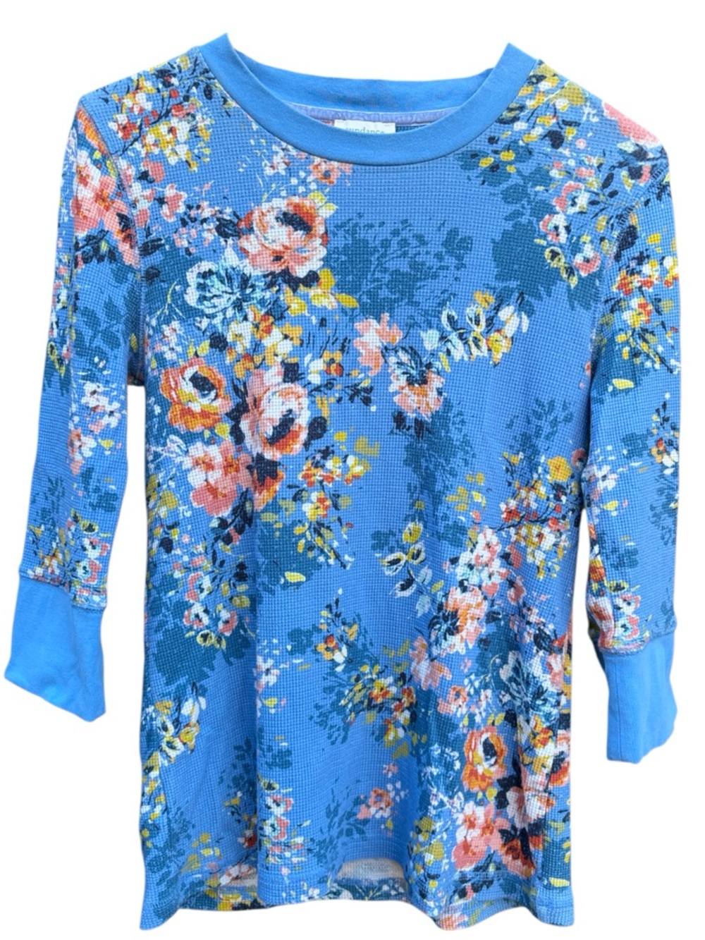 EUC Sundance Floral Waffle Knit Thermal Top Size Medium